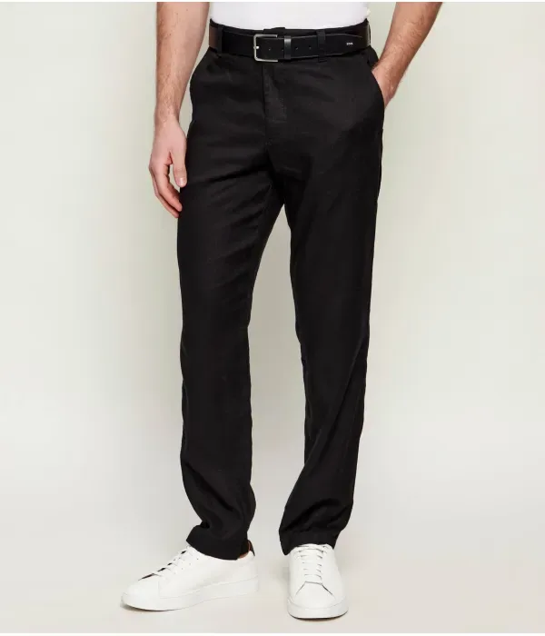 Брюки-Чиносы из льна Sanderson-L-3 regular fit Boss Orange, черный
