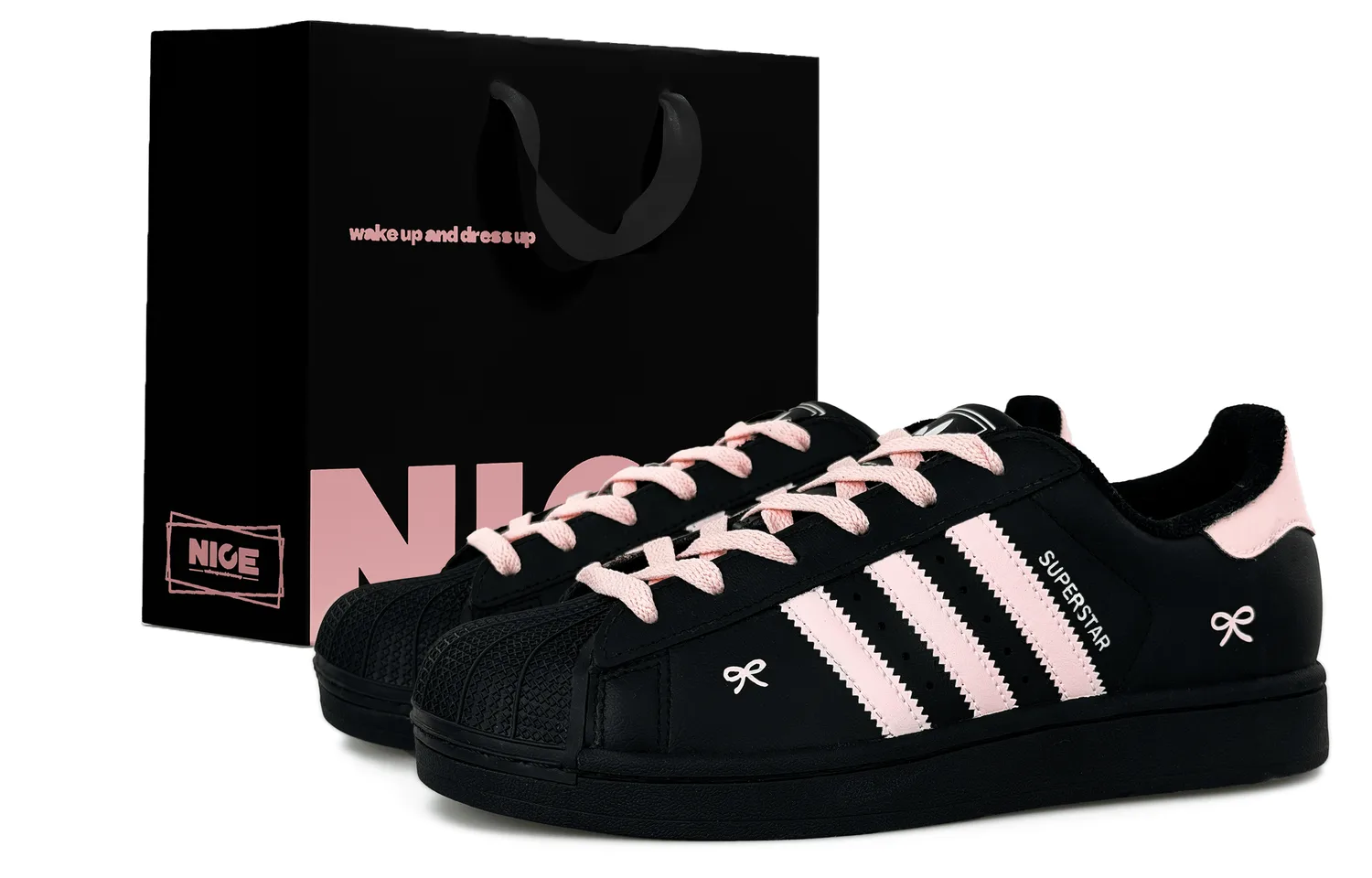 Adidas Originals Superstar 2 Leather Abrasion Resistant низкие детские скейтбординг кроссовки Black Pink