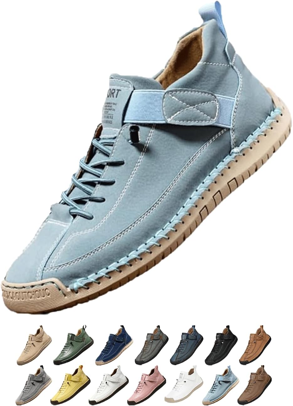 

Удобные ортопедические кроссовки, регулируемые кожаные кроссовки, легкие повседневные лоферы с противоскользящей подошвой Generic, светло-голубой