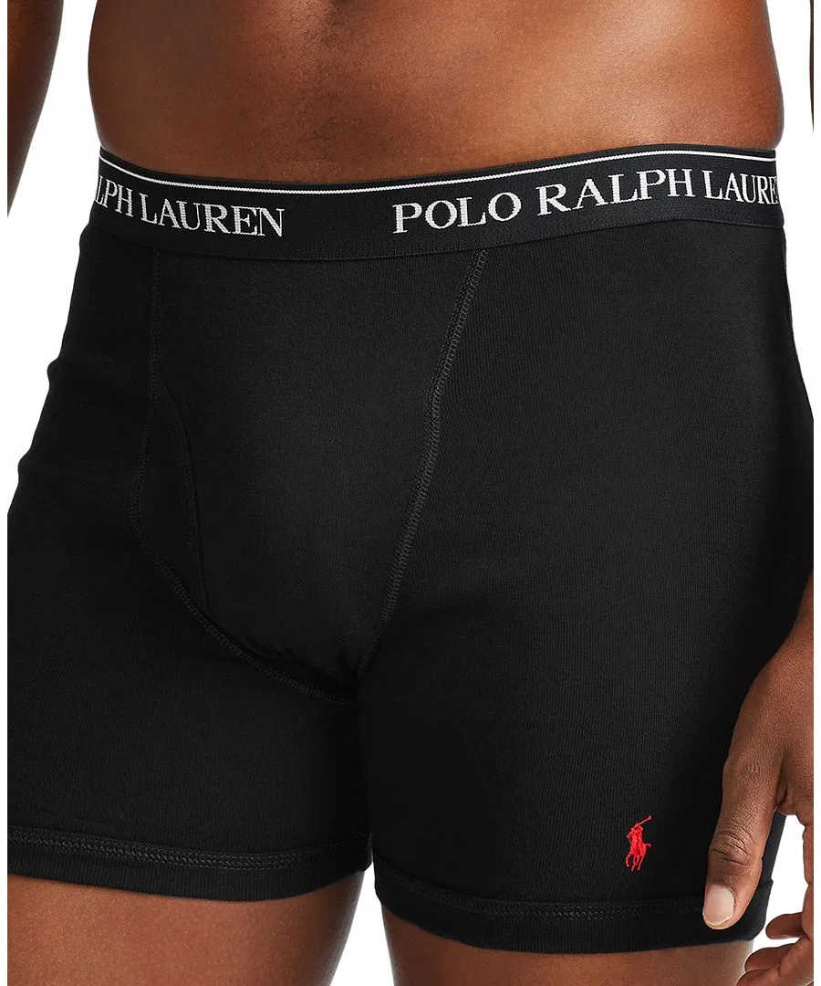 Мужские хлопковые боксеры, комплект из 3 штук, большие размеры Polo Ralph Lauren, Polo Black — фото 4