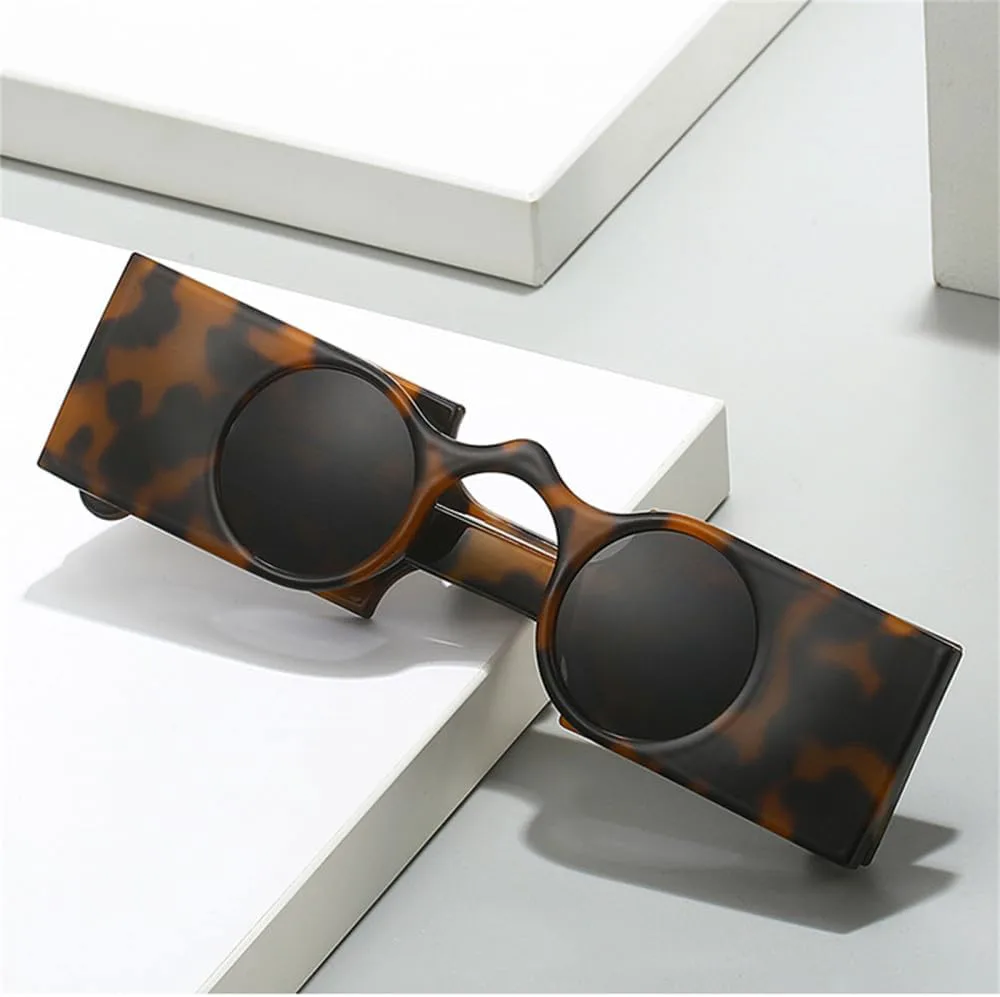 

Ретро женские солнцезащитные очки с маленькими круглыми линзами, защита от УФ-излучения UV400, женские солнцезащитные очки с широкими дужками HDUBFY, Leopard Blue