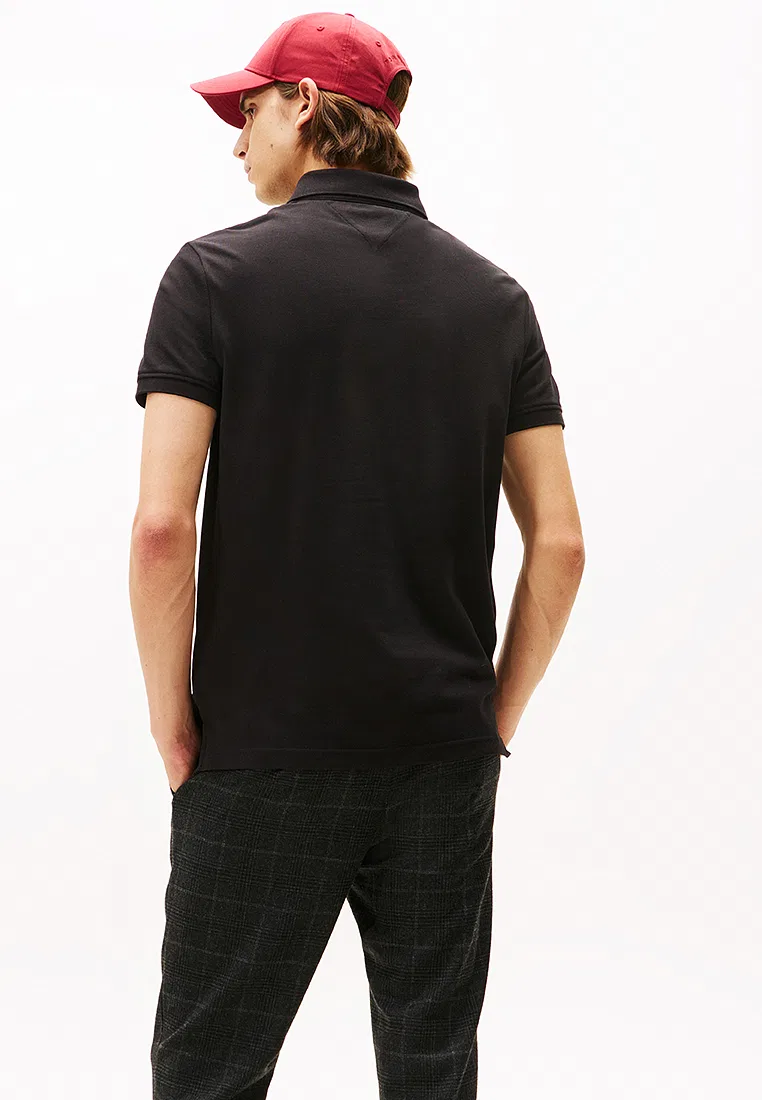 Поло Tommy Hilfiger, с вставкой на груди, Chest Insert, черный — фото 2