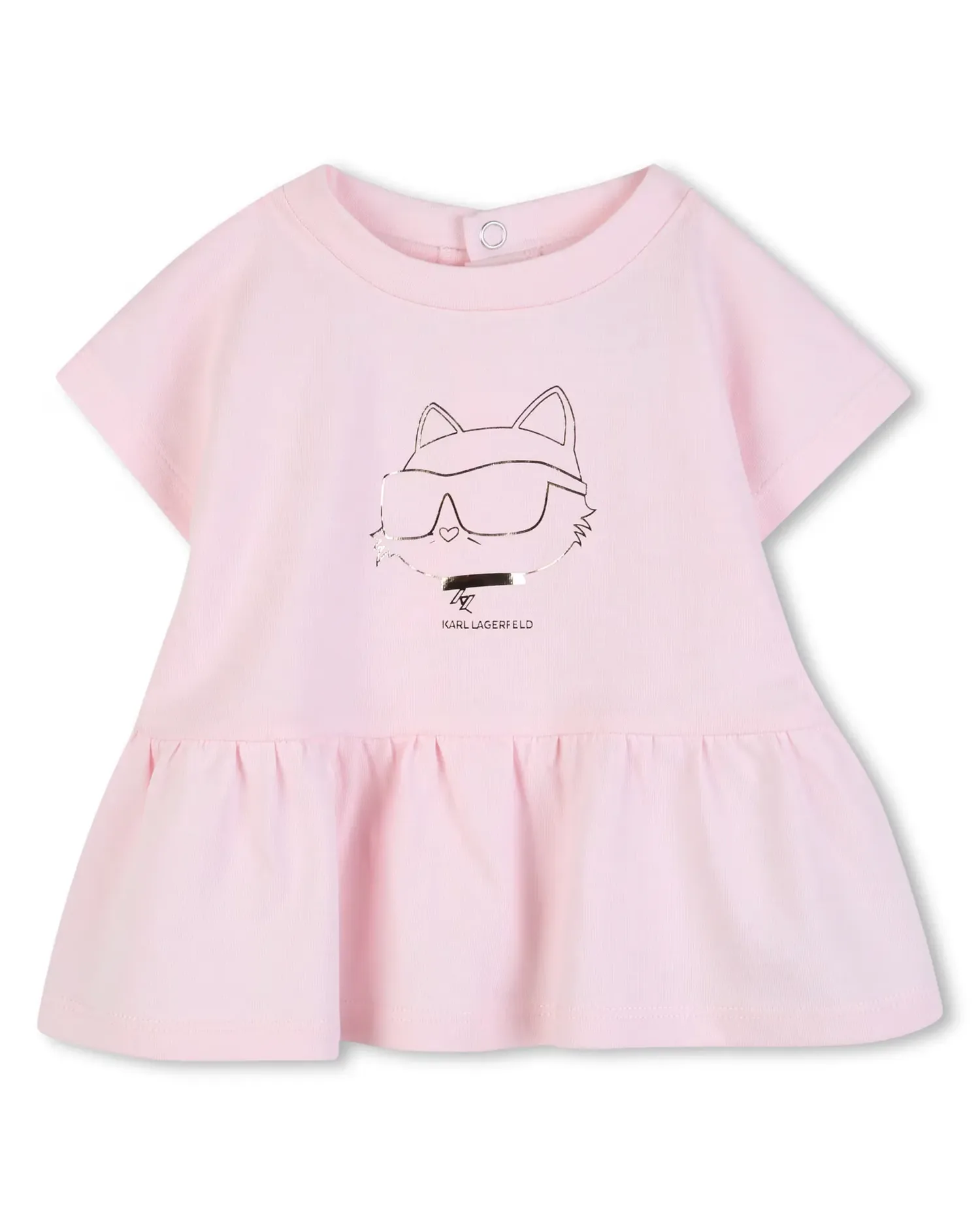 Комплект для девочки из хлопка, гладкий Karl Lagerfeld Kids, Natural — фото 2