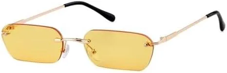 

Новые солнцезащитные очки прямоугольной формы 2025 года для женщин и мужчин, винтажные, с цветными линзами, для фестивалей и вечеринок, без оправы LXLHWN, C4 Yellow