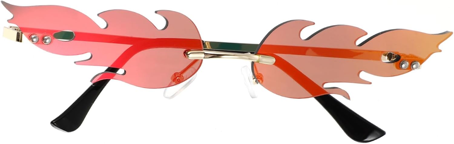 

Премиальные безрамочные солнцезащитные очки в форме огня для женщин, легкие, ярко-красного цвета, с защитой от УФ-излучения, стильные очки для вечеринок, костюмированных и модных мероприятий LALADEFIEE, Red
