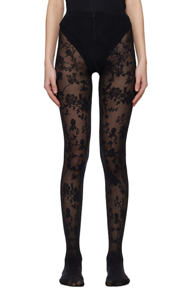 

Черные цветочные колготки Wolford