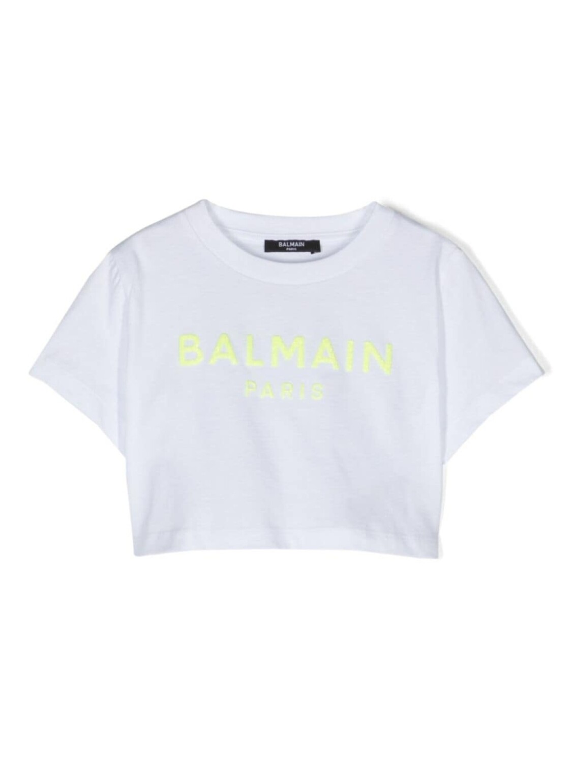 

Balmain Kids укороченная футболка с логотипом, белый