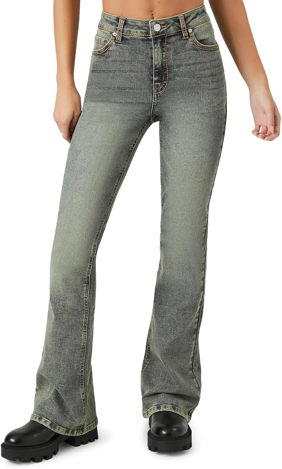 

Forever 21 джинсы женские высокие клеш stone wash