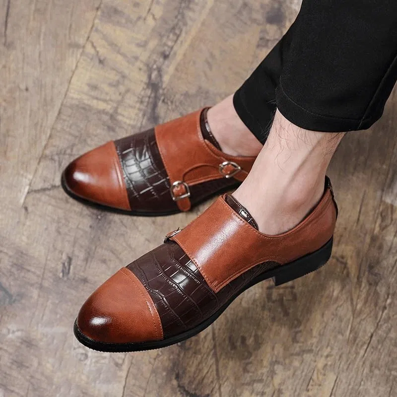 Туфли двухцветные Monk, без бренда, модель Fashion Slip On, коричневый UOPYNE — фото 4