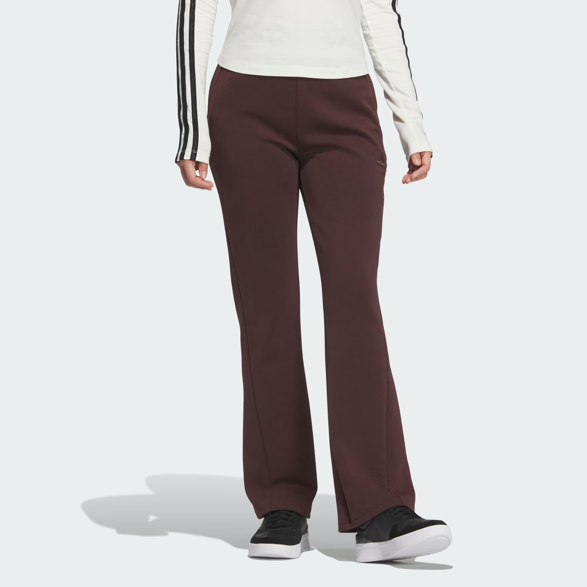 FW24 DOUBLEKNIT FLARE Спортивные брюки-клёш для женщин Тёмный серо-коричневый Adidas — фото 3