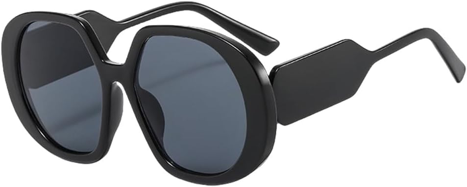 

Большие солнцезащитные очки в винтажном стиле для женщин, круглые солнцезащитные очки красного цвета с защитой от УФ-излучения UV400, роскошные очки для мужчин и женщин TVTBBVV, Black