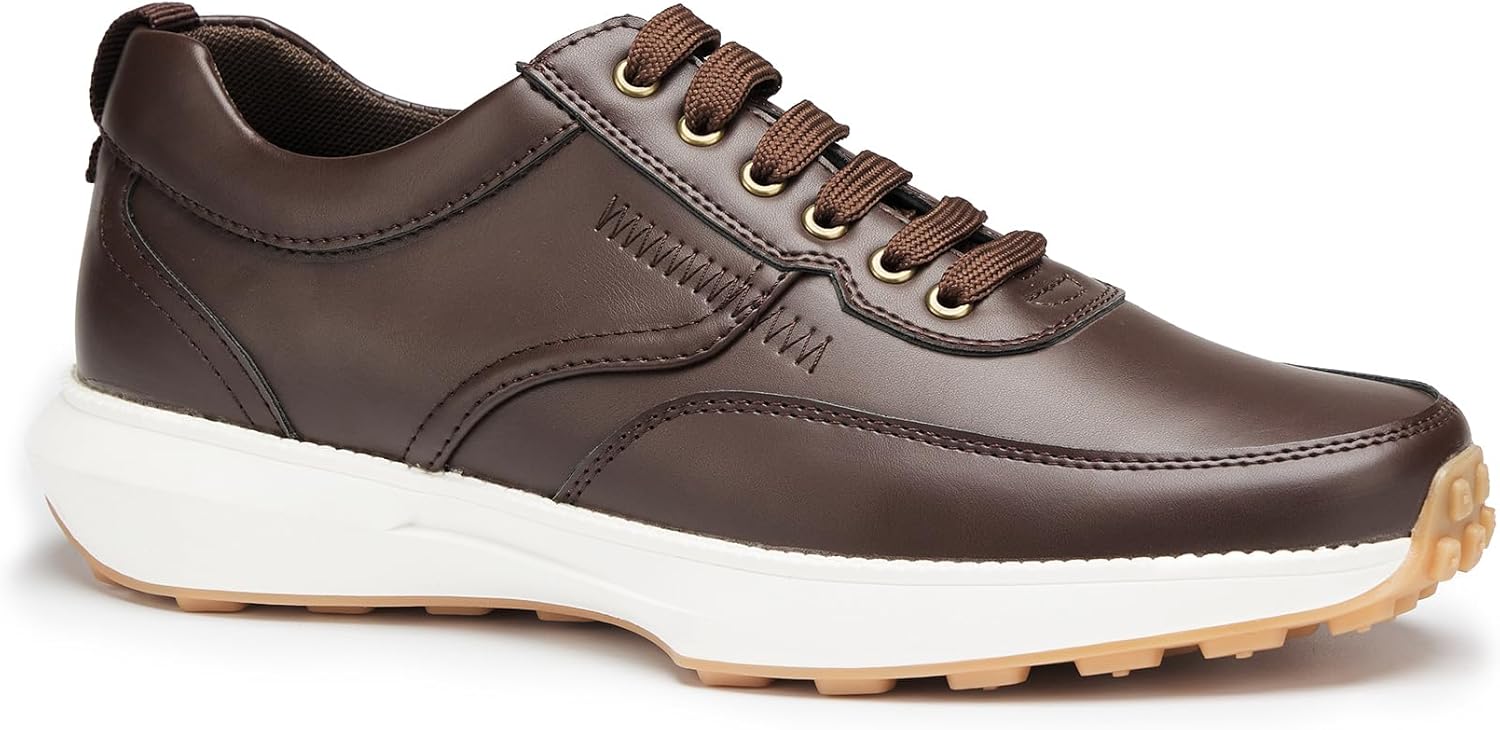 

Мужские модные кроссовки, искусственная кожа, стиль бизнес-кэжуал дерби-оксфорд, легкие и удобные, с круглым носком, на шнуровке Generic, коричневый