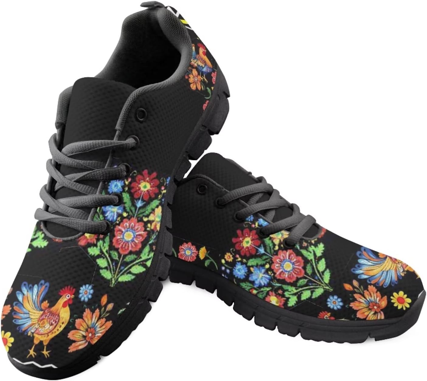 

Женские слипоны кроссовки для ходьбы, тенниса и бега, весенне-летние цветочные кроссовки, легкие Getelinseng, Embroidered Rooster Floral