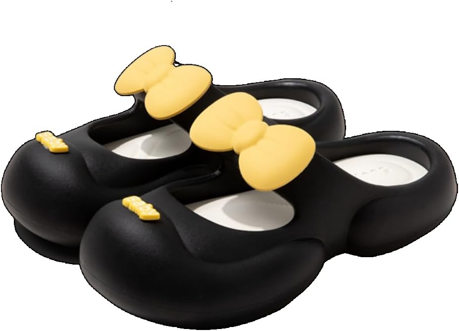 

KFVIM Милые сланцы-клоги для мужчин и женщин, сандалии для пляжа с бантом, черный