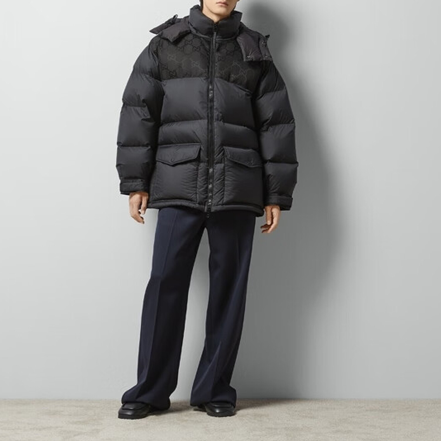 Куртка мужская Gucci Zip-Up Puffer, черная — фото 3
