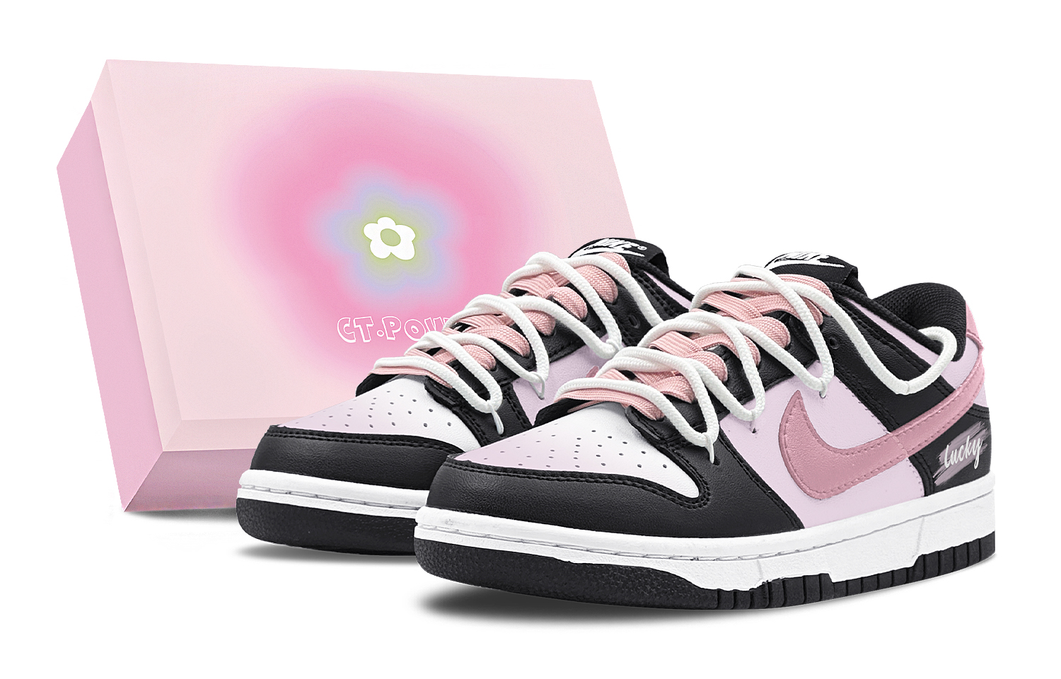 

Детские скейтерские кроссовки Dunk Grade School Nike, черный/розовый