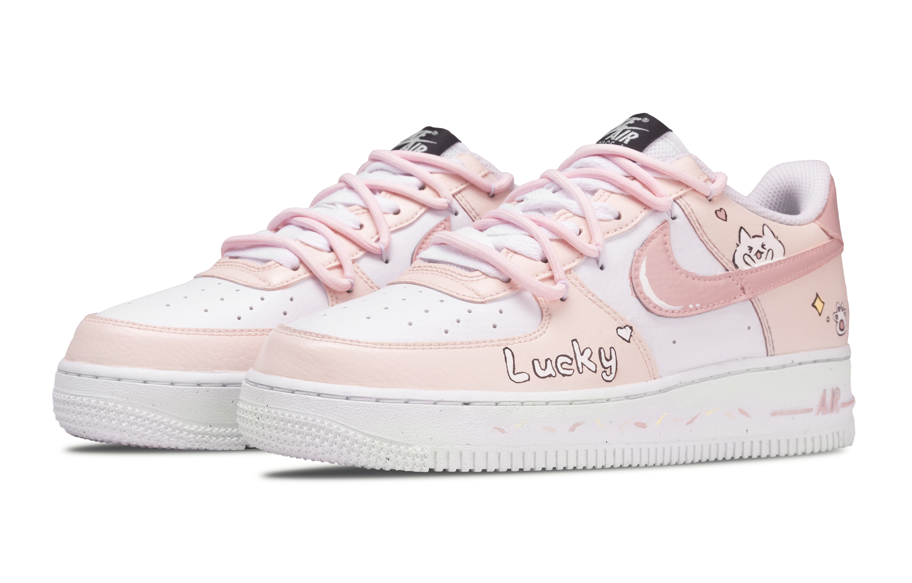 Nike Air Force 1 Lucky Cute Pet Design из синтетической кожи с амортизацией, увеличивающие рост, устойчивые к истиранию и скольжению — фото 4