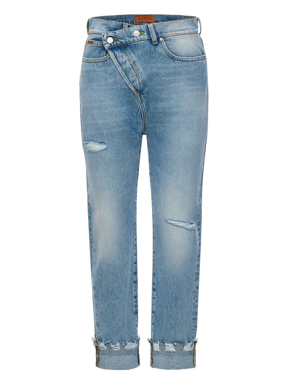 

Джинсы с перекрещивающейся застежкой и эффектом потертостей No44, синий