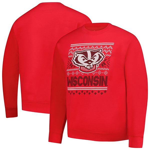 

Мужской красный свитшот wisconsin badgers holiday fleece Image One