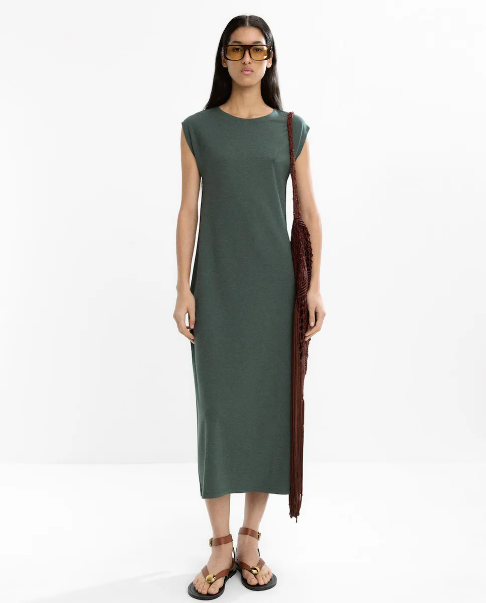 

Платье миди с коротким рукавом Parfois, цвет Kaki