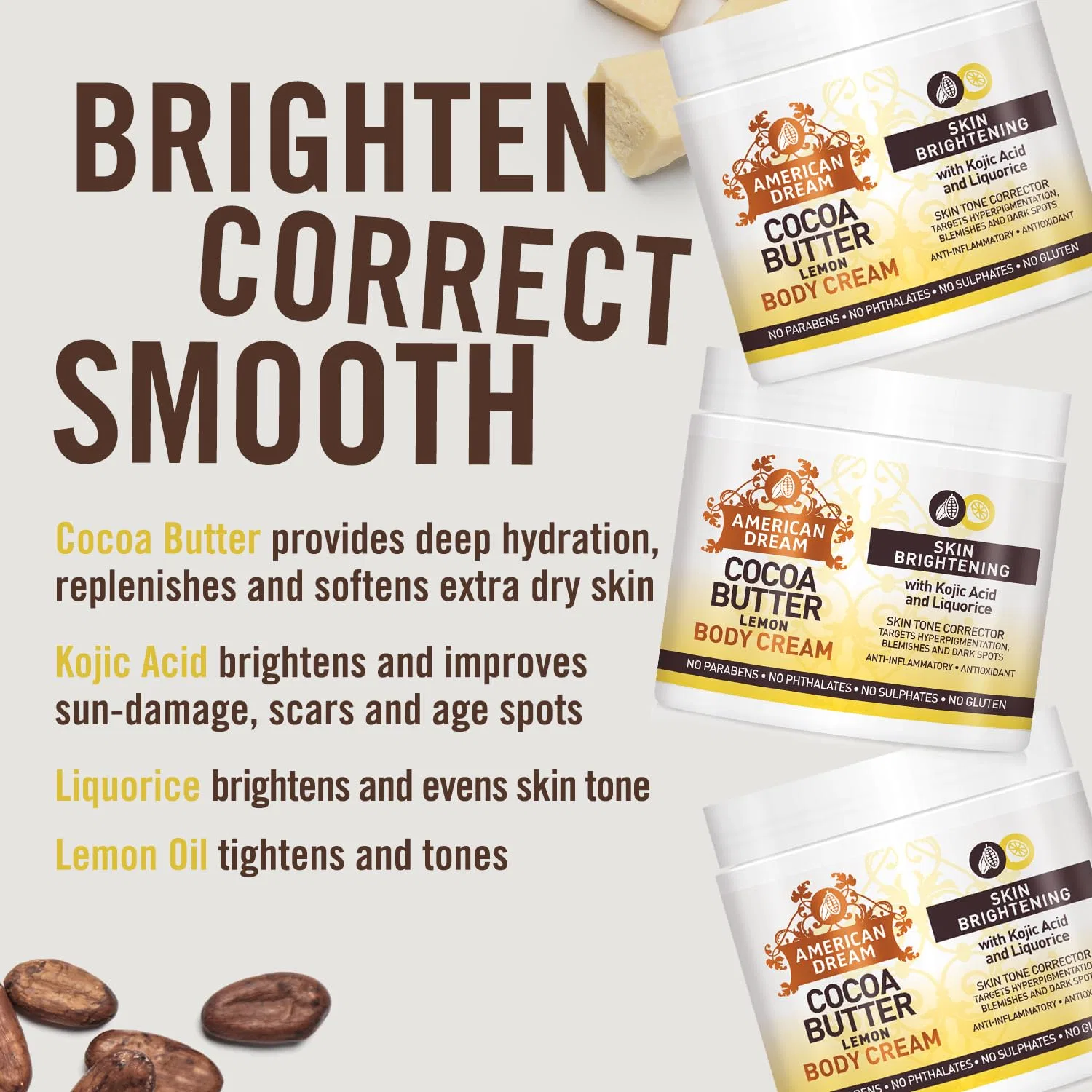 Крем для тела American Dream Lemon Cocoa Butter для осветления кожи 16 унций American Dream — фото 2