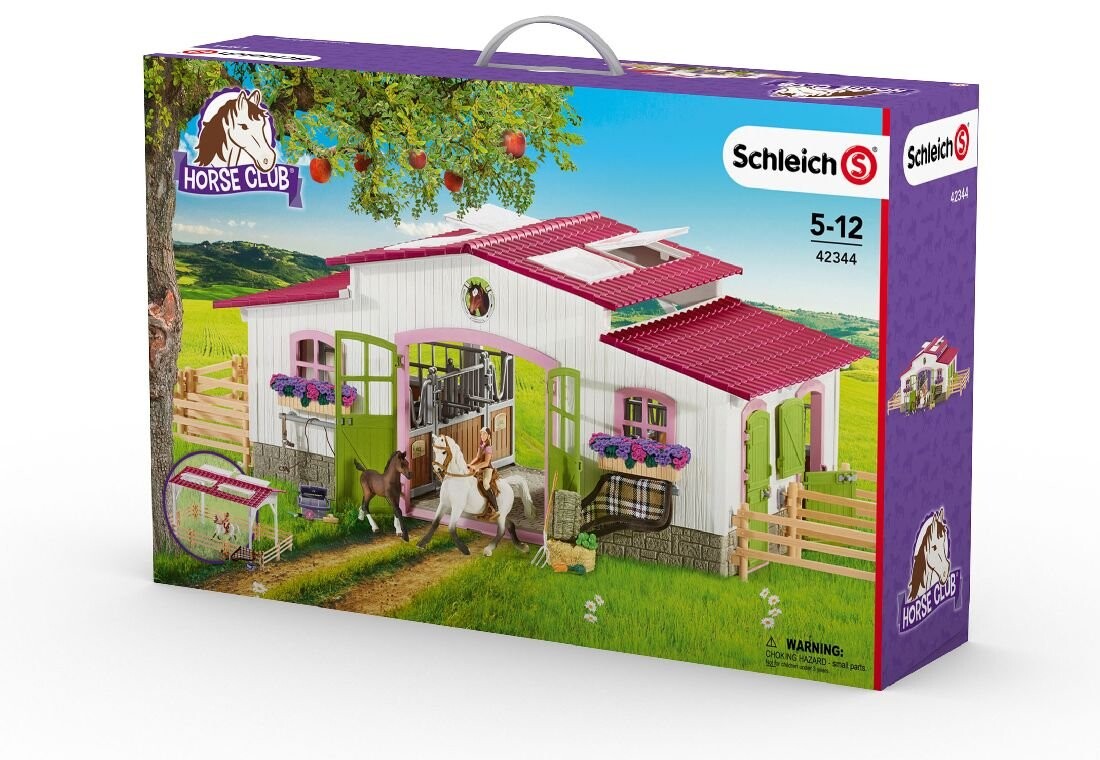 

Schleich, Коллекционная фигурка, Конюшня с розовой крышей, набор, 42344