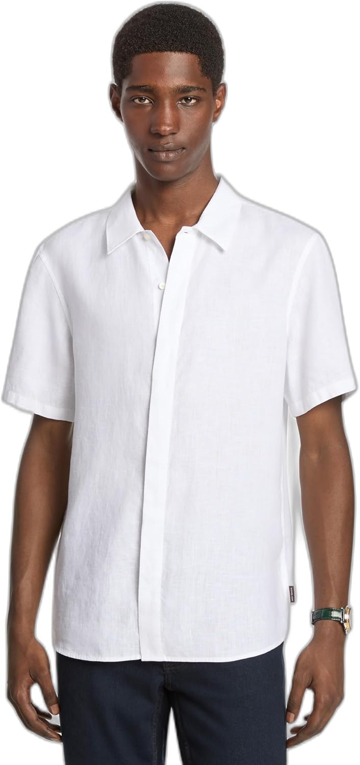 

Michael Kors мужская короткий рукав классический крой льняная рубашка, White