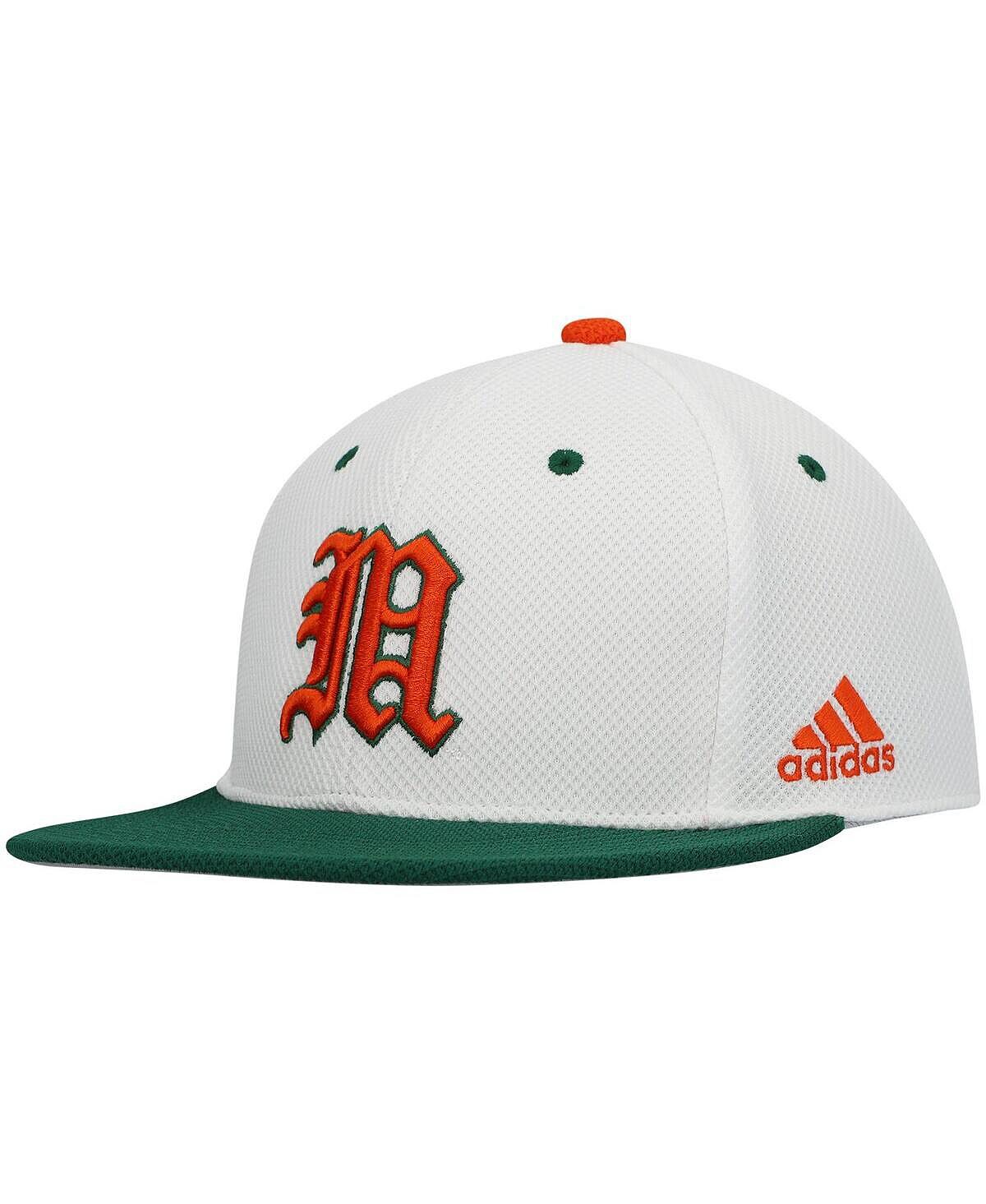 

Мужская бело-зеленая бейсбольная бейсболка Miami Hurricanes adidas