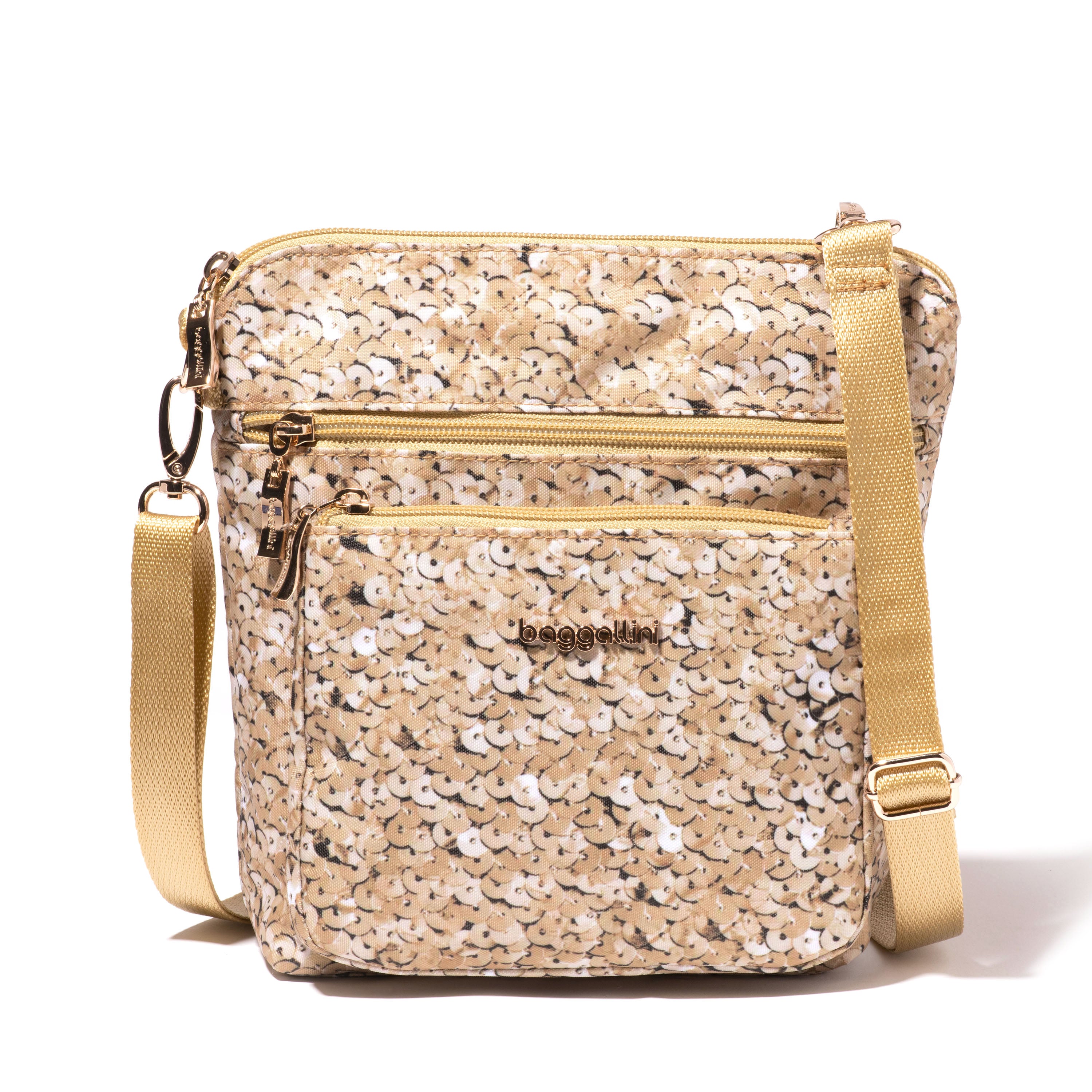 

Baggallini Современная карманная сумка через плечо, цвет gold sequin