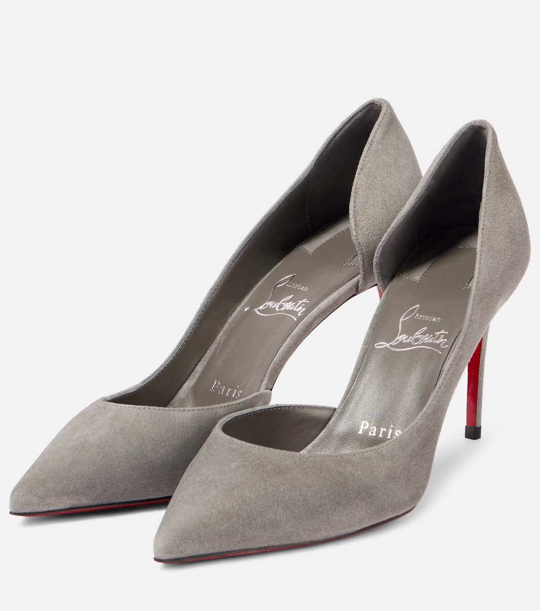 Туфли-лодочки Irizia 85 из замши Christian Louboutin, Smoke Grey / Lin Smoke Grey — фото 4