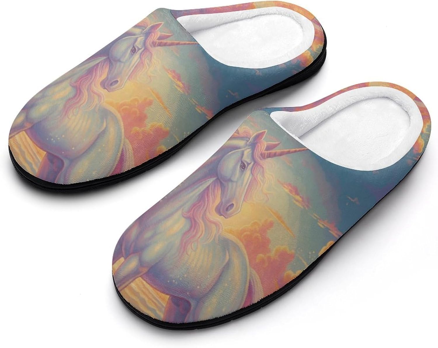 

KKdskkds Красивые домашние тапочки для мужчин из хлопка с рисунком «Единорог в волне», нескользящие, уютные, теплые, дышащие, Beautiful Unicorn in Wave