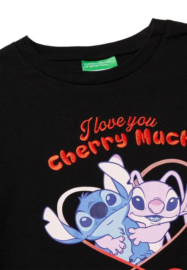 Футболка United Colors Of Benetton Boxy fit t-shirt disney lilo & stitch.. print t-shirt, черный — фото 3