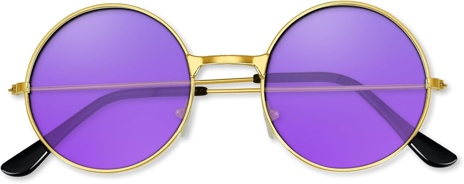

Солнцезащитные очки в стиле хиппи 70-х годов, круглые, для вечеринки, украшение, солнцезащитные очки для женщин с цветной салфеткой для протирки очков BOUBONI, A05-purple
