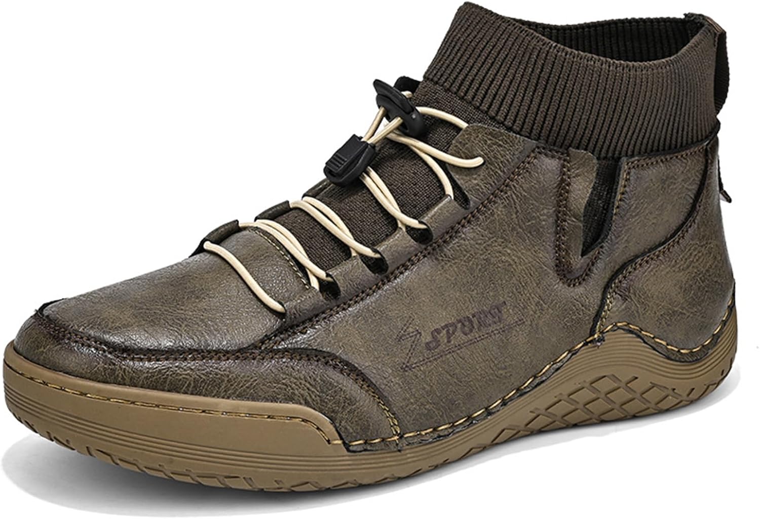 

Мужские повседневные кожаные ботинки Чакка с регулируемыми шнурками, легкие носочные ботинки на липучке, ручная работа, для прогулок и вождения, высокие кеды Tokouk, коричневый