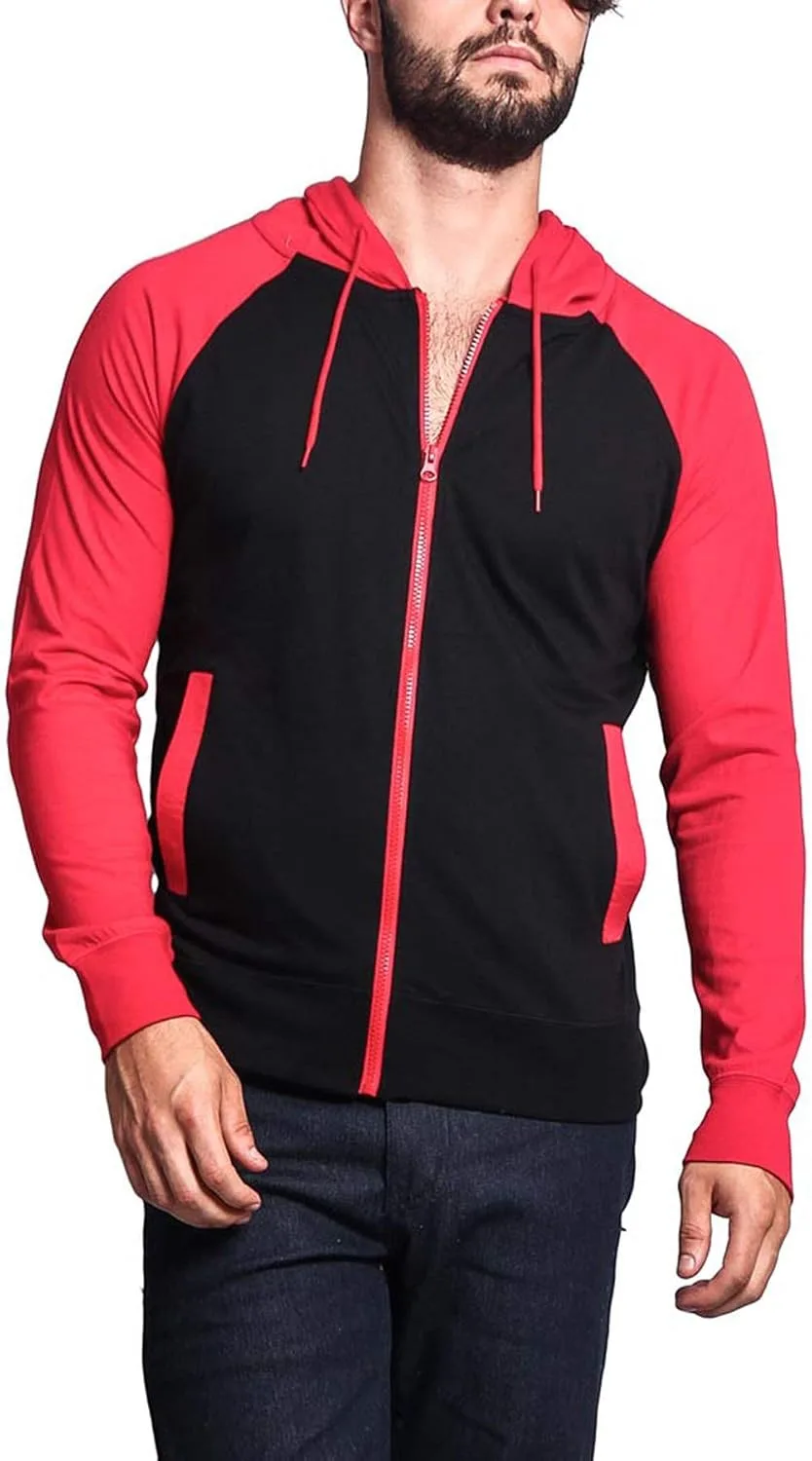 

Victorious мужская легкая толстовка с молнией Raglan TH864 - Black/Red