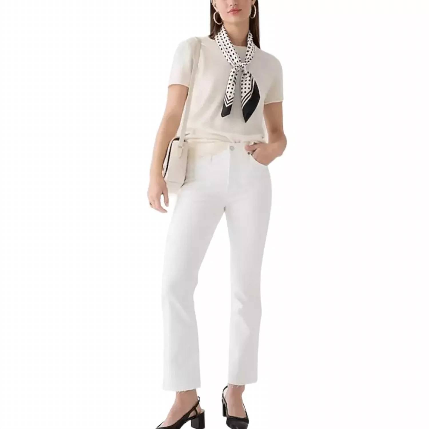 

9-дюймовые джинсы Billie Demi Boot Crop - для высоких, белого цвета J.Crew