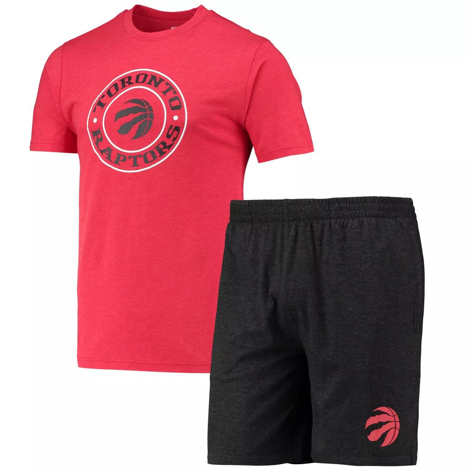 

Мужской комплект для сна с черной/красной футболкой и шортами Toronto Raptors Concepts Sport