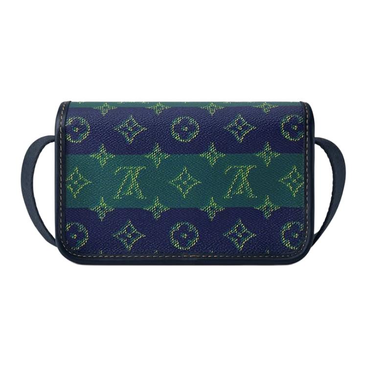 LOUIS VUITTON Миниатюрный мужской синий кроссбоди из монограммированного прорезиненного полотна — фото 4