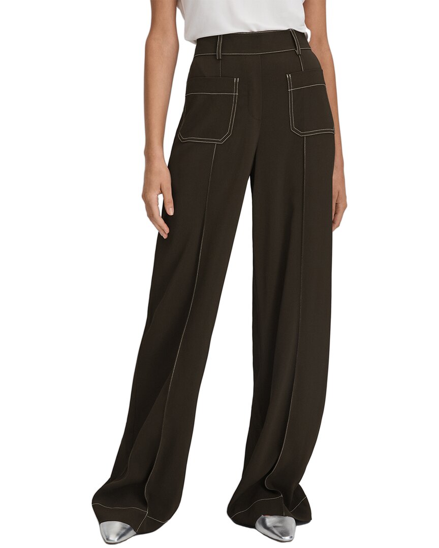 

Рейсс Кайли Брюки с широкими штанинами и контрастной строчкой Reiss, бежевый