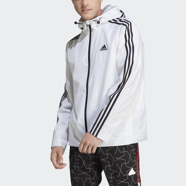Куртка Essentials 3 полоски тканая ветровка куртка Adidas, белый — фото 2