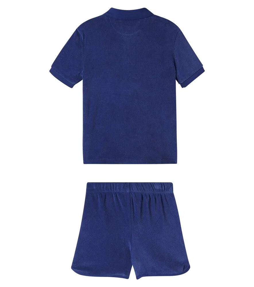Комплект из рубашки-поло и шорт от Terry Polo Ralph Lauren Kids, синий — фото 2
