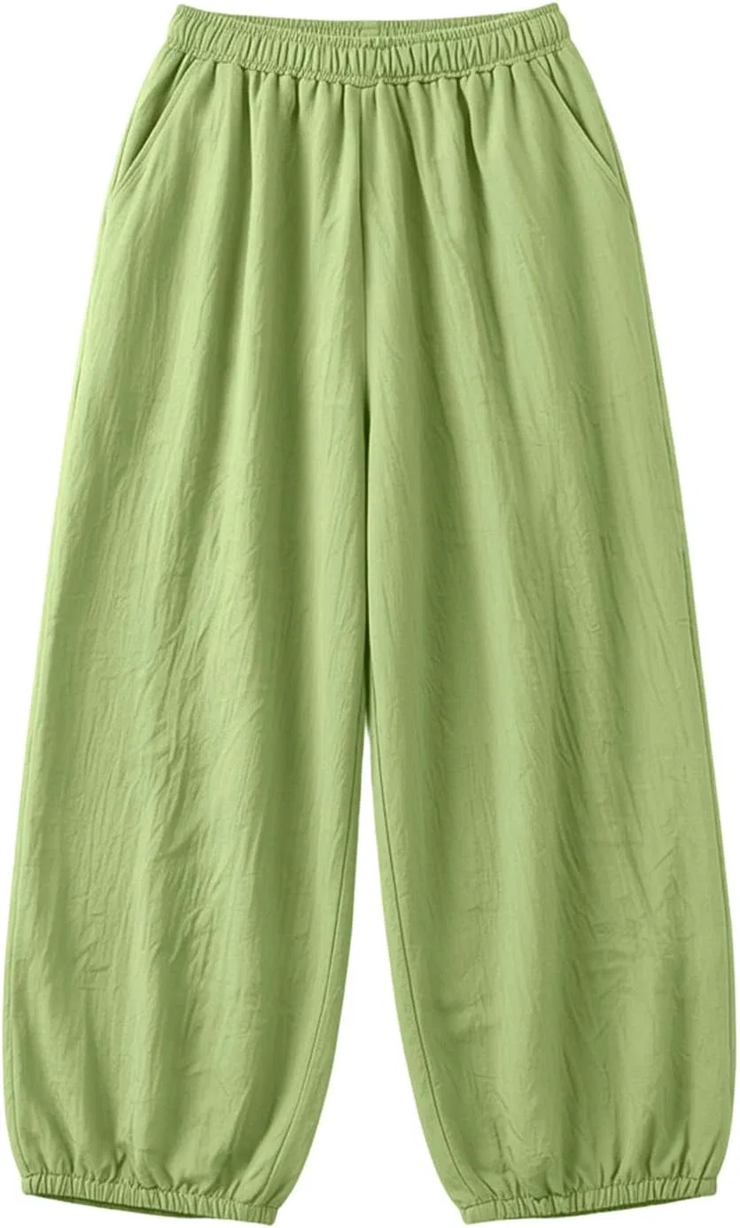 Брюки женские свободные широкие, бренд Generic, цвет Green — фото 4