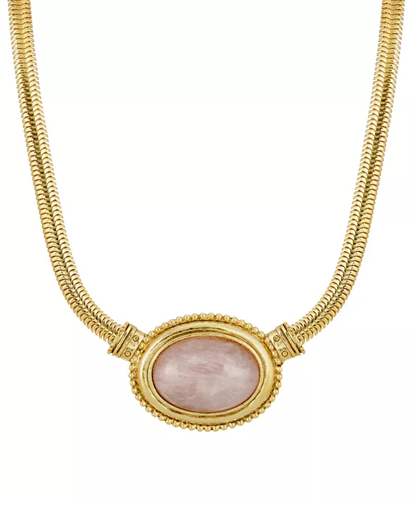 

Ожерелье из полудрагоценных овальных камней золотистого оттенка 2028, pink