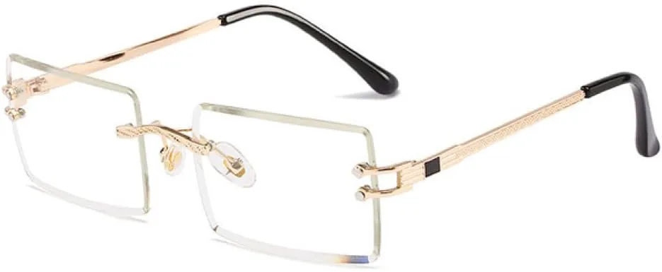 

Солнцезащитные очки без оправы прямоугольной формы для женщин, очки без оправы для мужчин, сверхлегкие очки с защитой от УФ-излучения UV400 LANGSER, Gold Clear