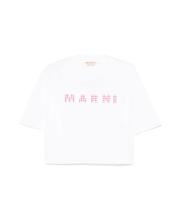 

Футболка из джерси в клетку Gingham Marni, белый