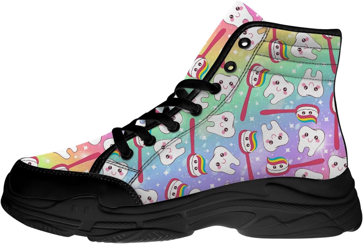 

Мужские и женские высокие кеды для зубных врачей, кроссовки на платформе с шнуровкой, подарки для нее и для него Generic, 3103 Teeth Rainbow