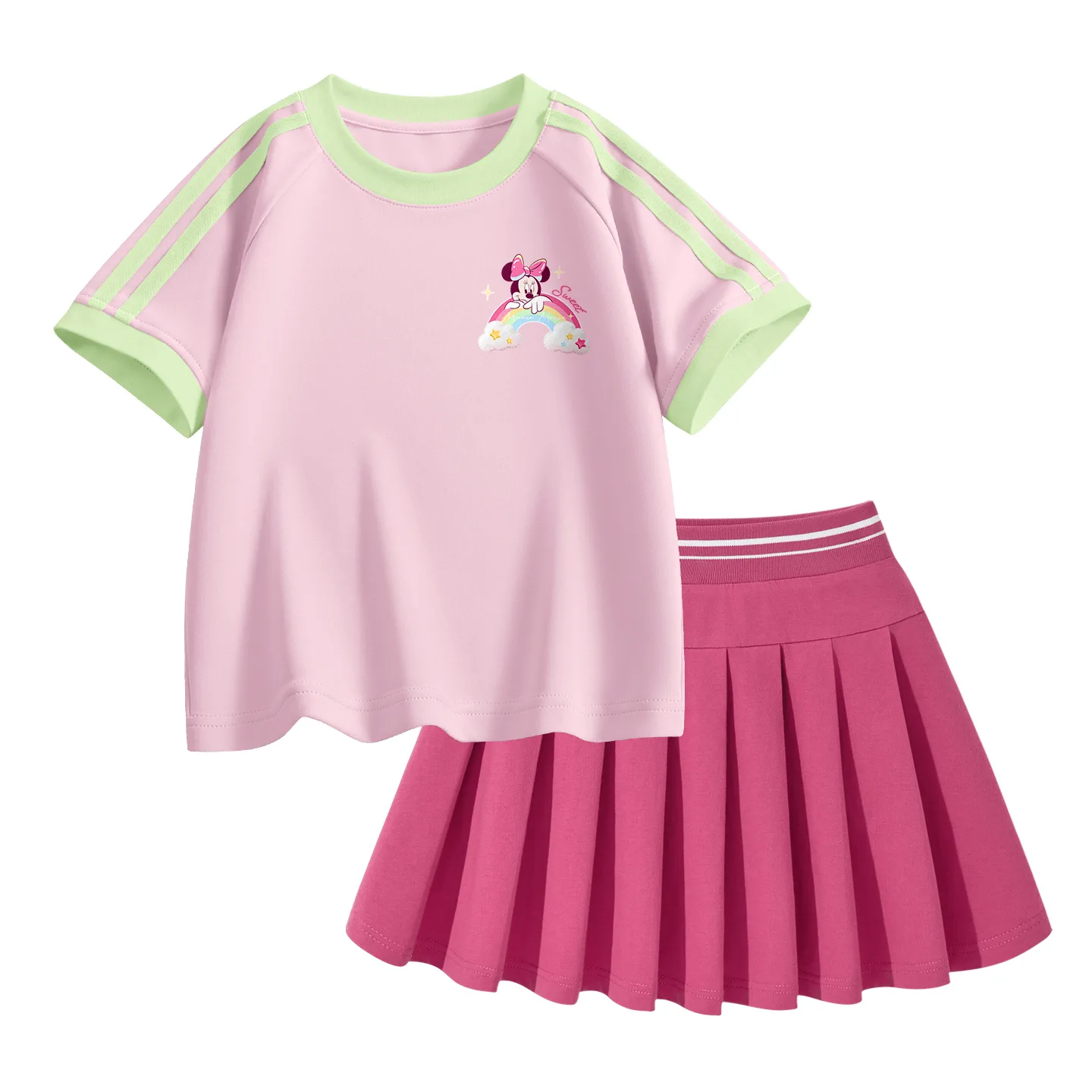 Детский комплект юбка Disney, Dido Rainbow Mousse Pink+Solid Color Rose Red