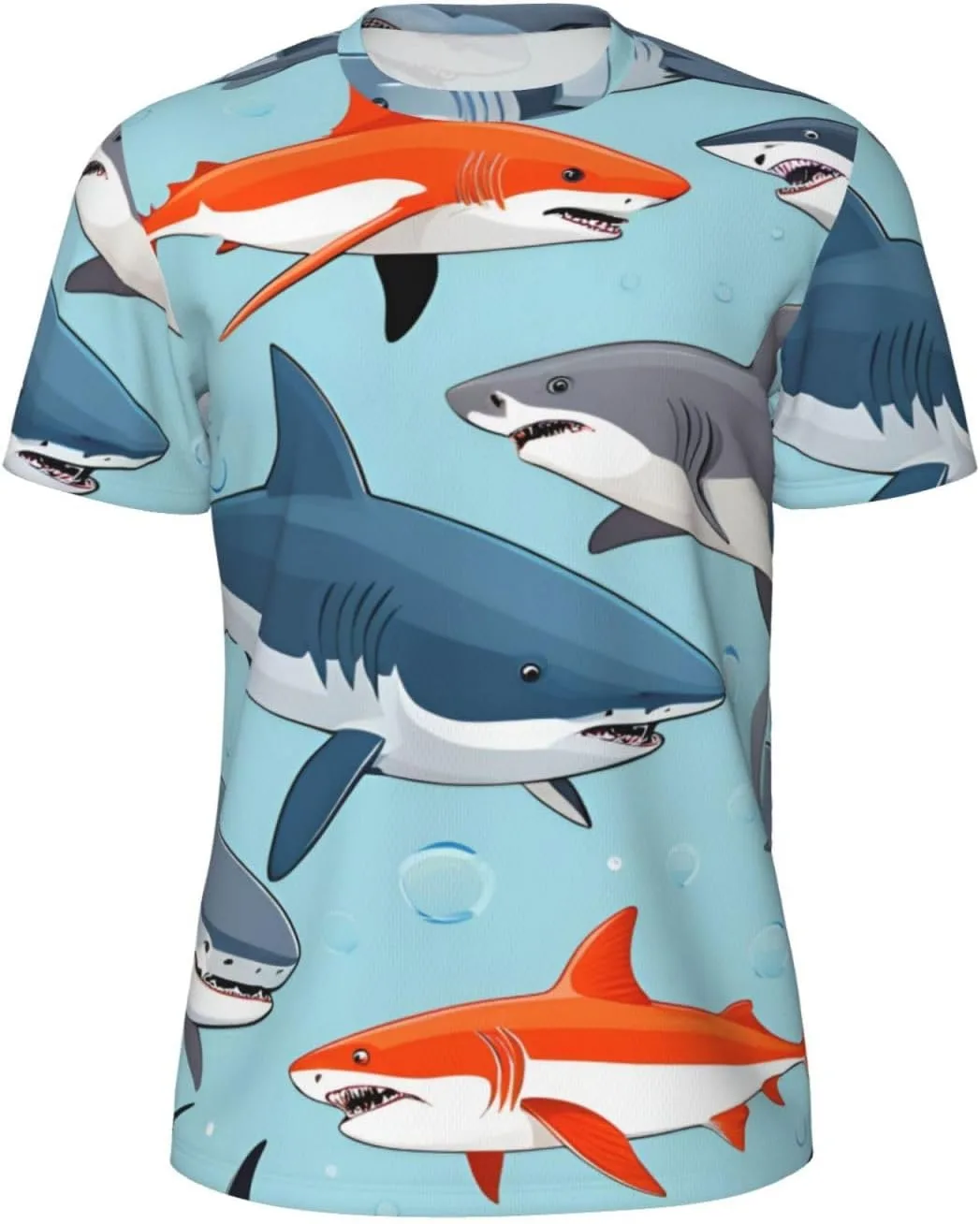 

Футболка мужская летняя с принтом Fish and Shark, легкая и дышащая SDFHU