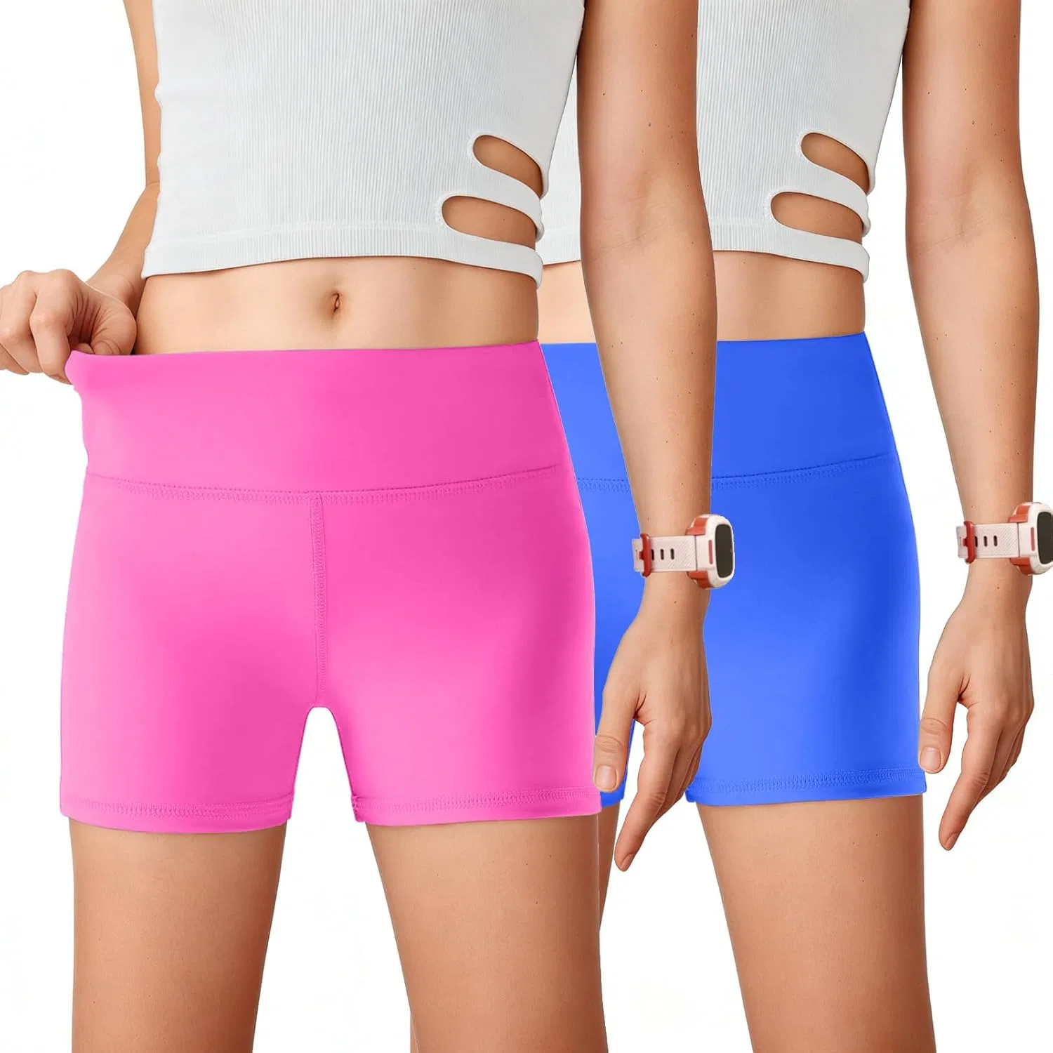 Шорты спортивные для девочек 2 шт., Seiciviy, Hot Pink/Blue