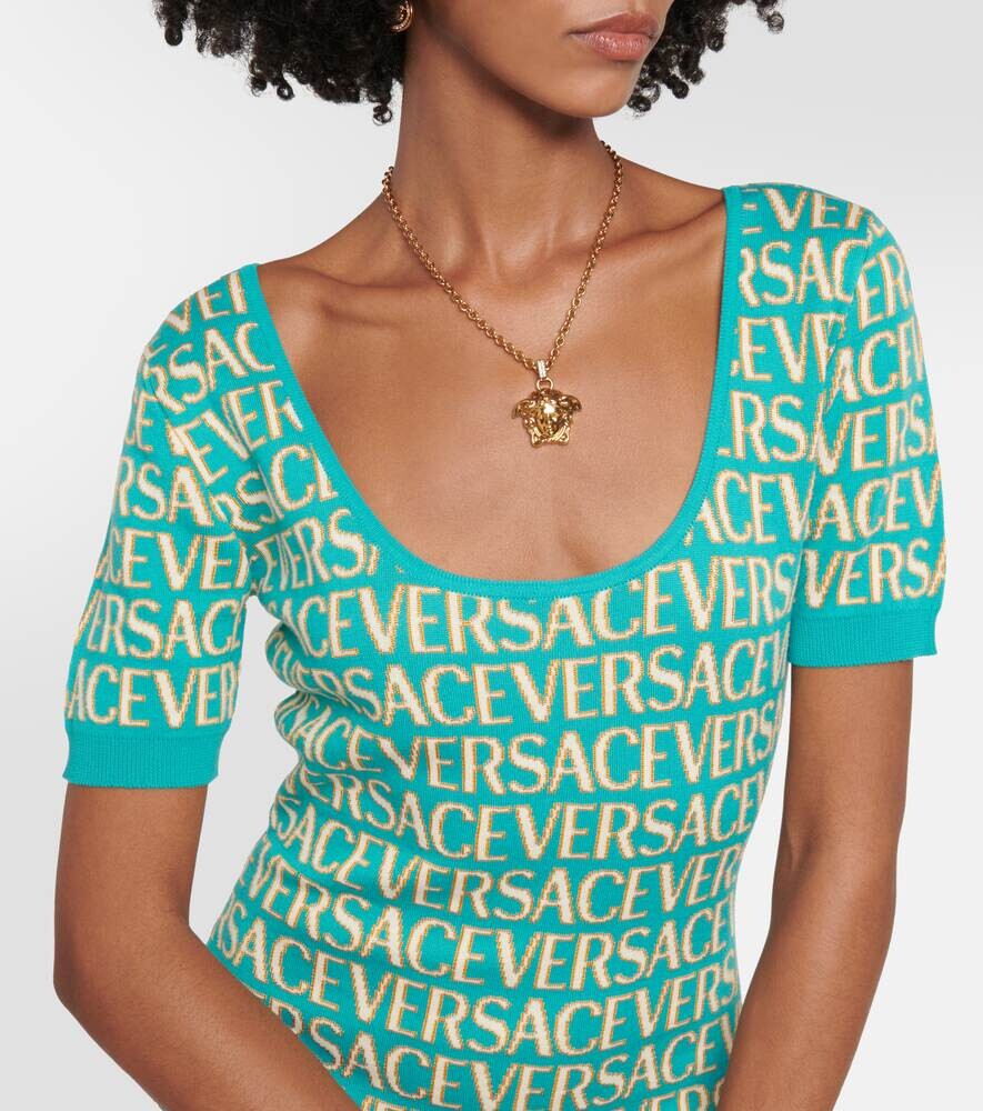 Мини-платье Versace Allover с интарсией VERSACE, разноцветный — фото 4
